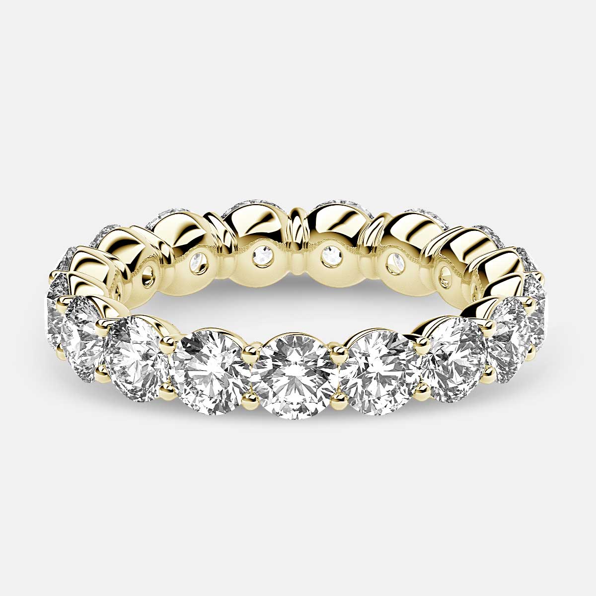 Classic Prong Set Eternity Ring with Round Diamonds in 18k Yellow Gold