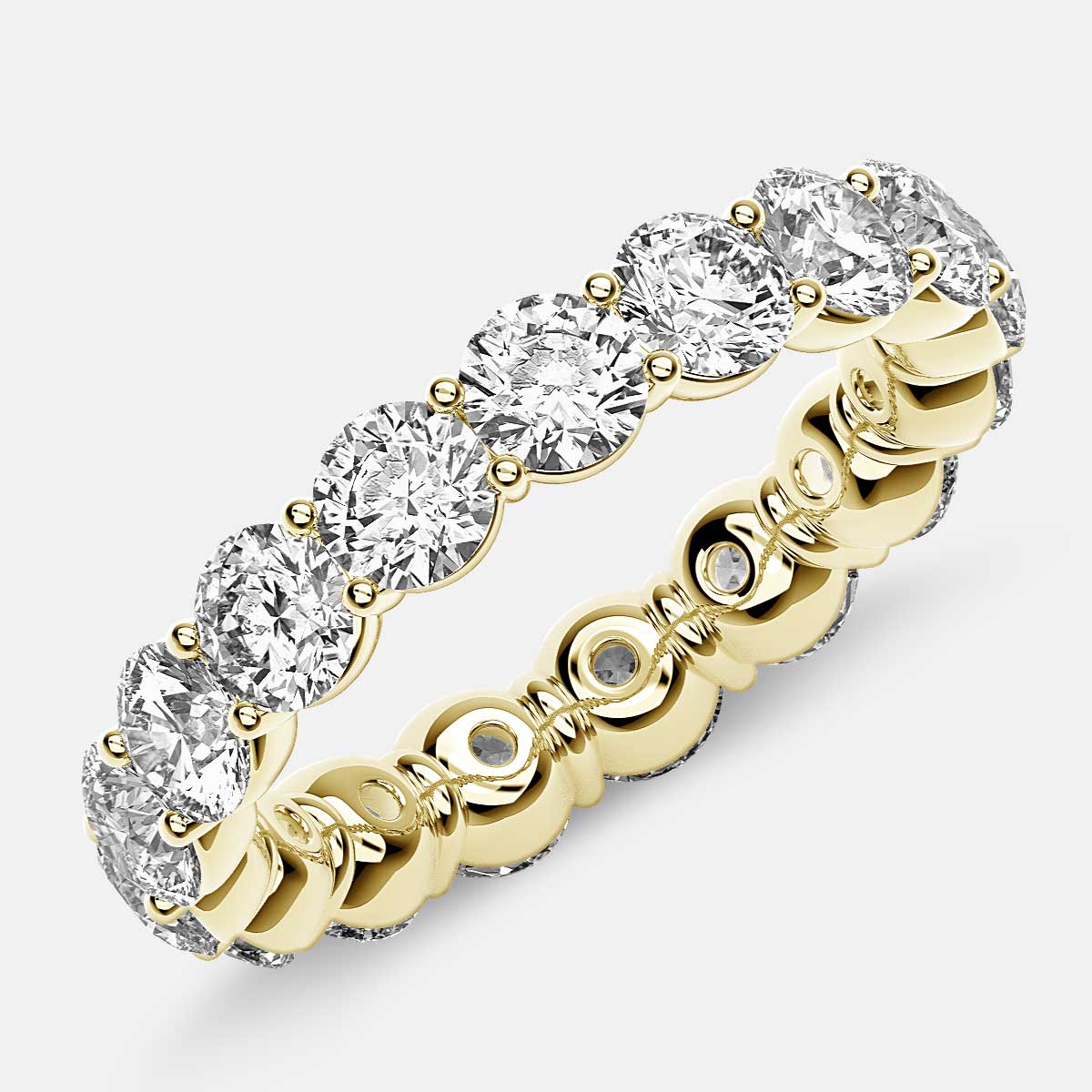 Classic Prong Set Eternity Ring with Round Diamonds in 18k Yellow Gold