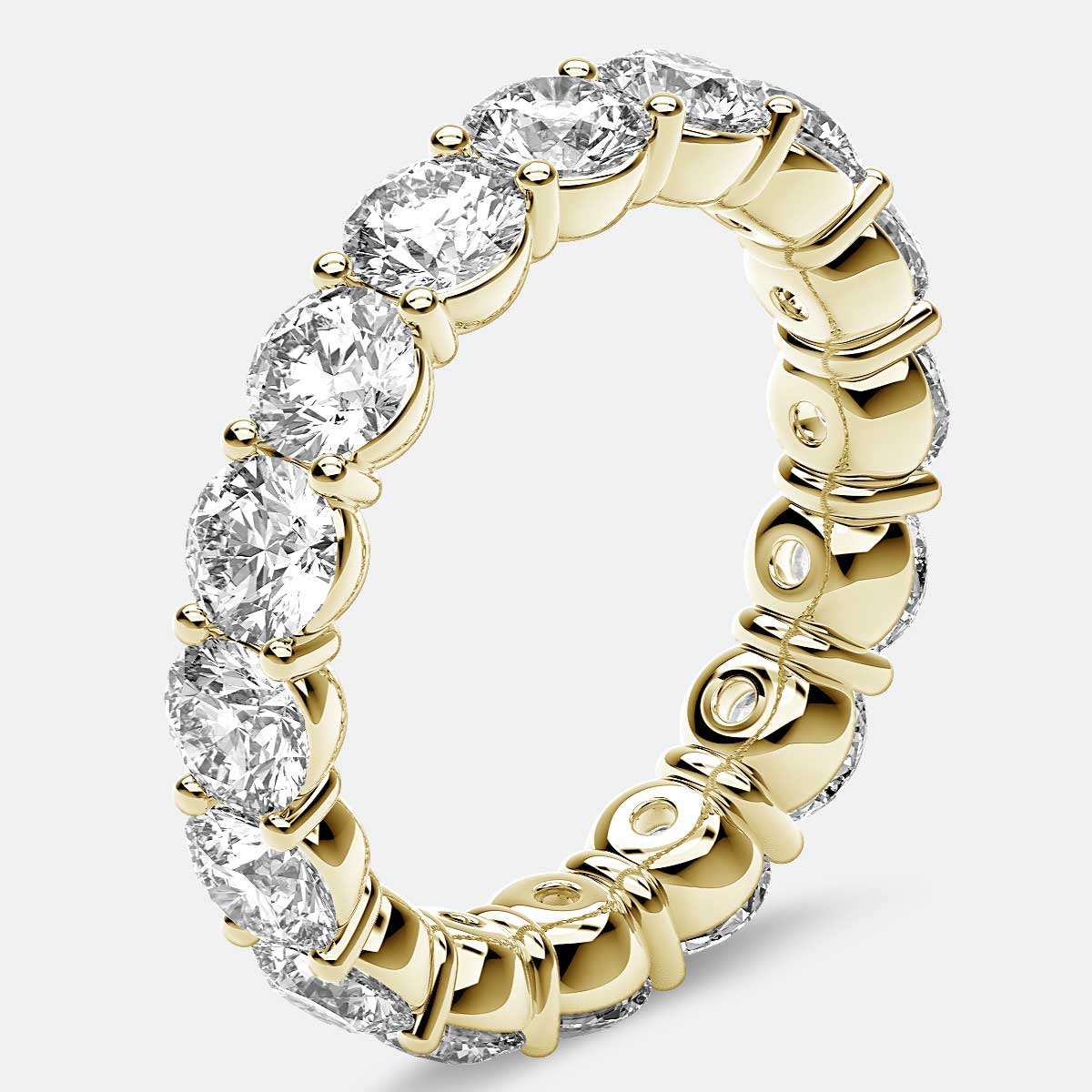 Classic Prong Set Eternity Ring with Round Diamonds in 18k Yellow Gold