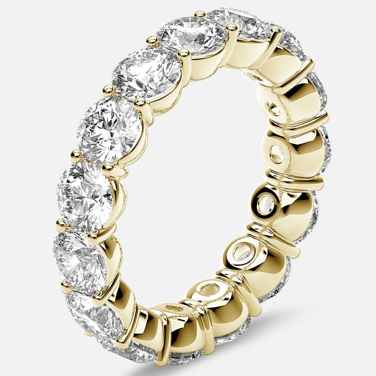 Classic Prong Set Eternity Ring with Round Diamonds in 18k Yellow Gold