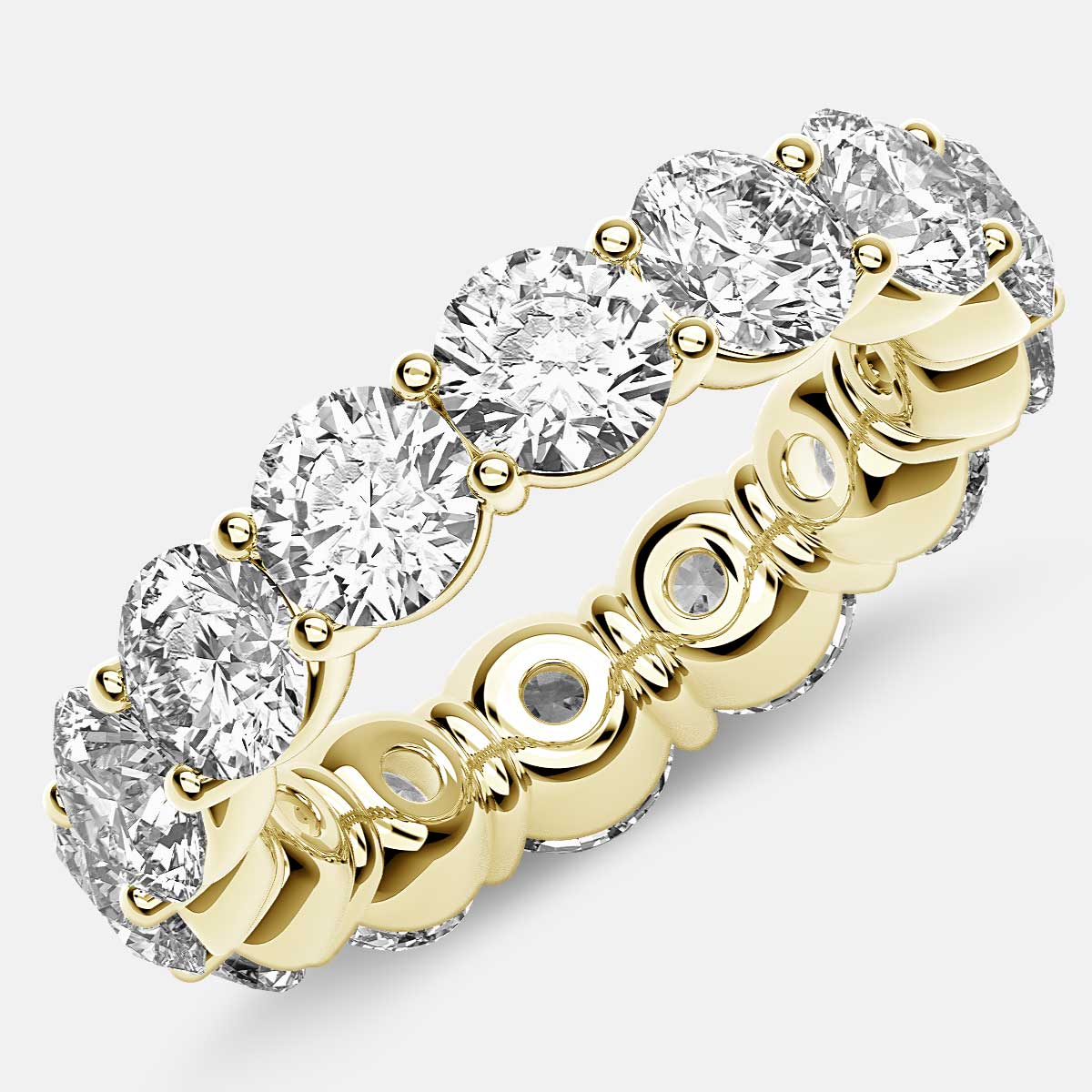 Classic Prong Set Eternity Ring with Round Diamonds in 18k Yellow Gold