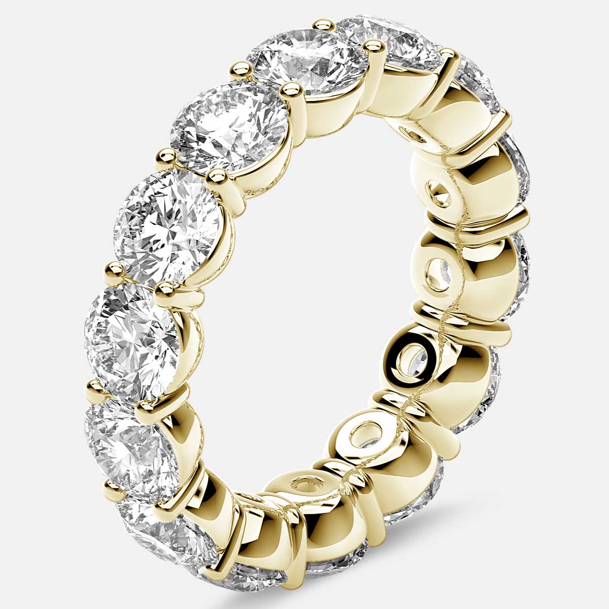 Classic Prong Set Eternity Ring with Round Diamonds in 18k Yellow Gold