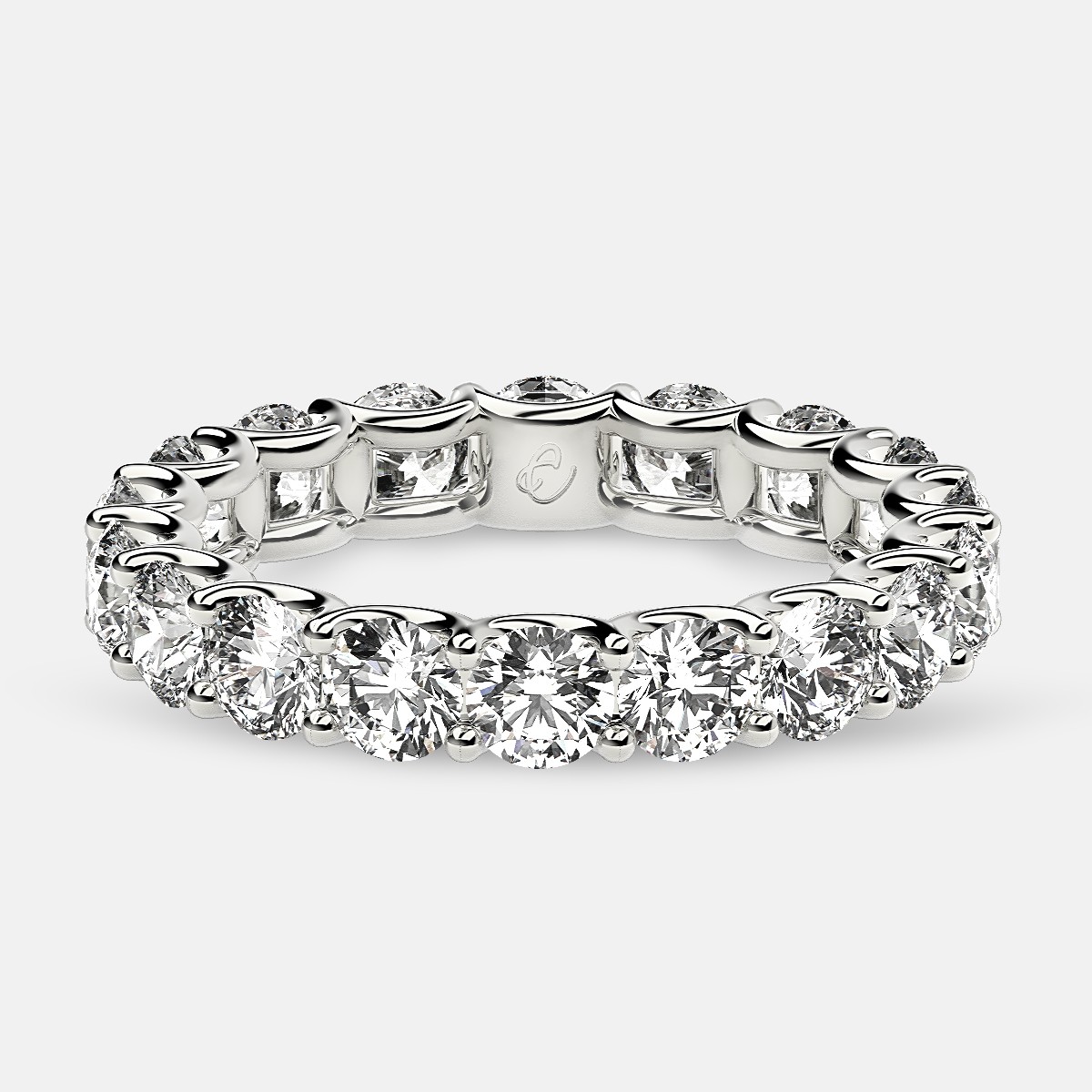 Eternity Ring with Arch Prong Set Round Diamonds in 18k White Gold