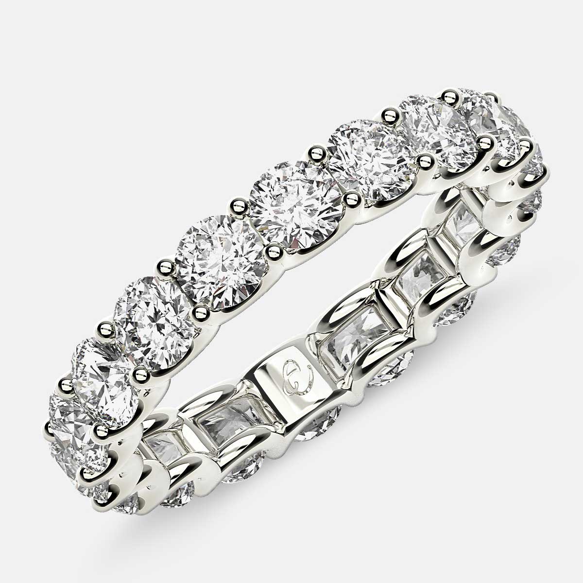 Eternity Ring with Arch Prong Set Round Diamonds in 18k White Gold