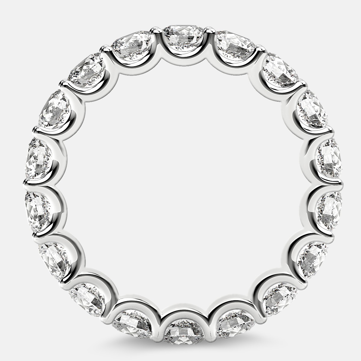 Eternity Ring with Arch Prong Set Round Diamonds in 18k White Gold