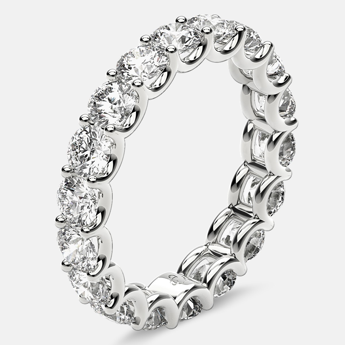 Eternity Ring with Arch Prong Set Round Diamonds in 18k White Gold