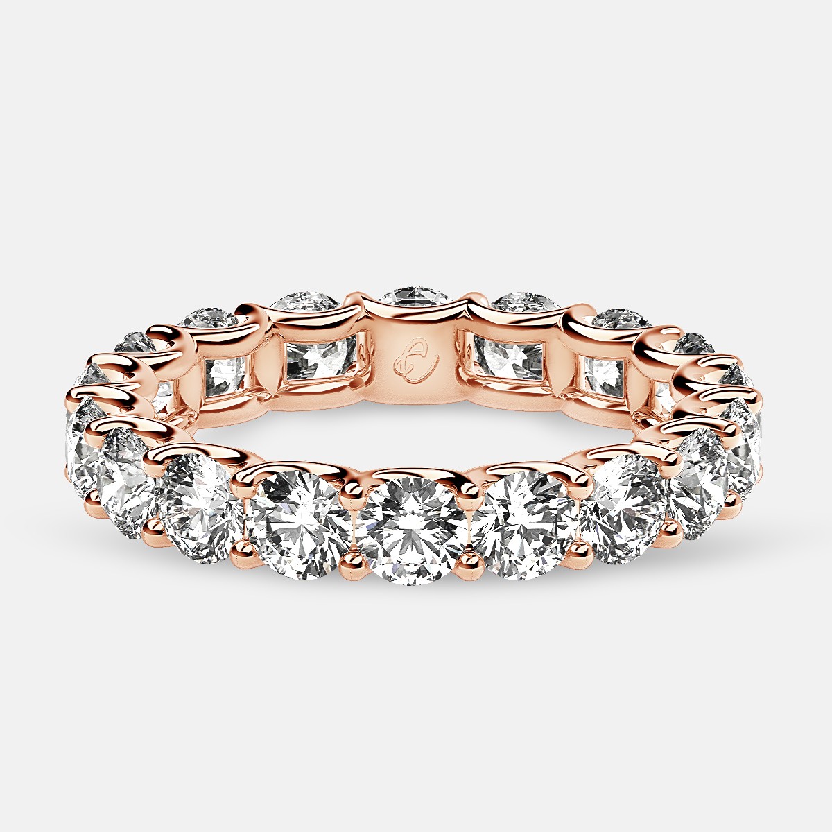 Eternity Ring with Arch Prong Set Round Diamonds in 18k Rose Gold