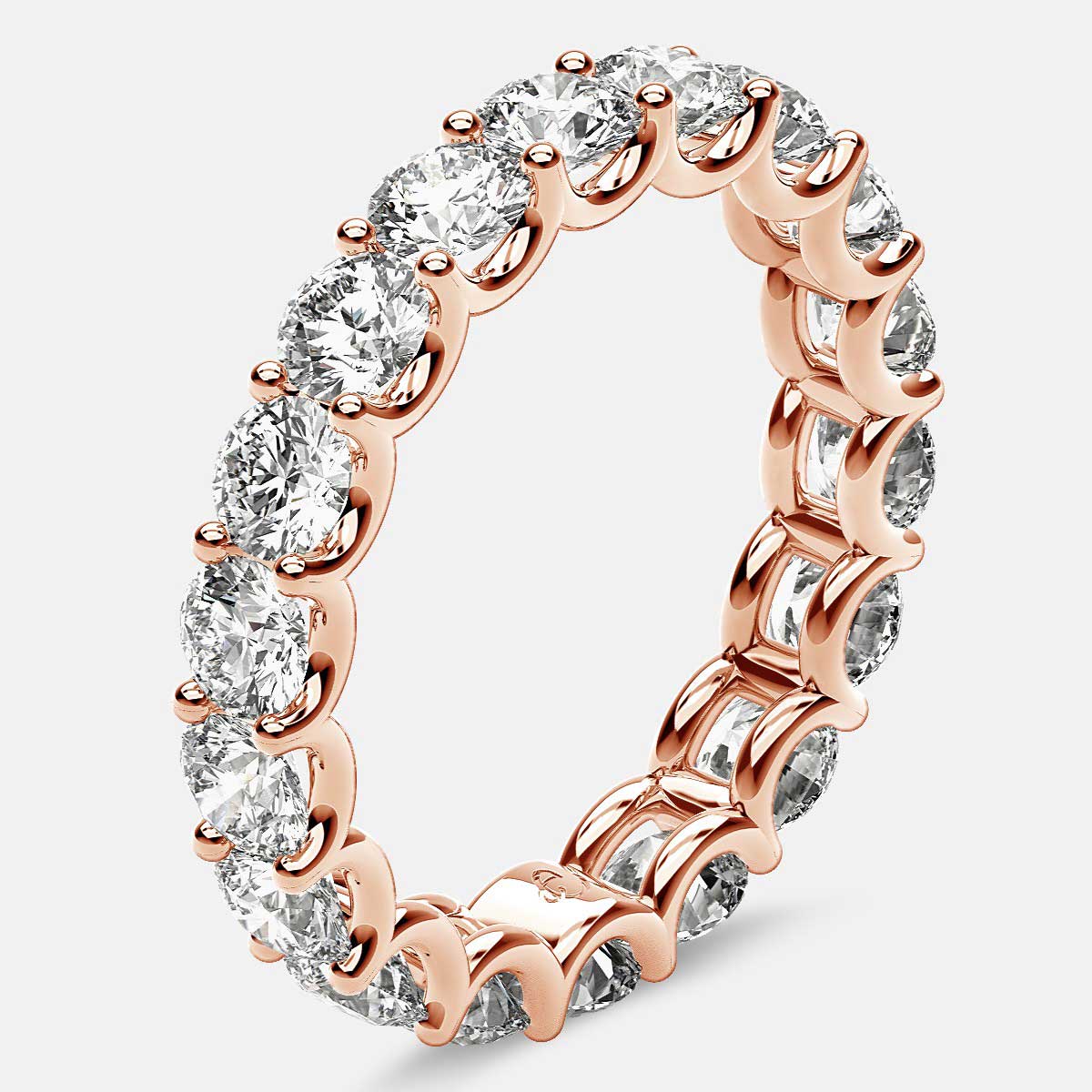 Eternity Ring with Arch Prong Set Round Diamonds in 18k Rose Gold