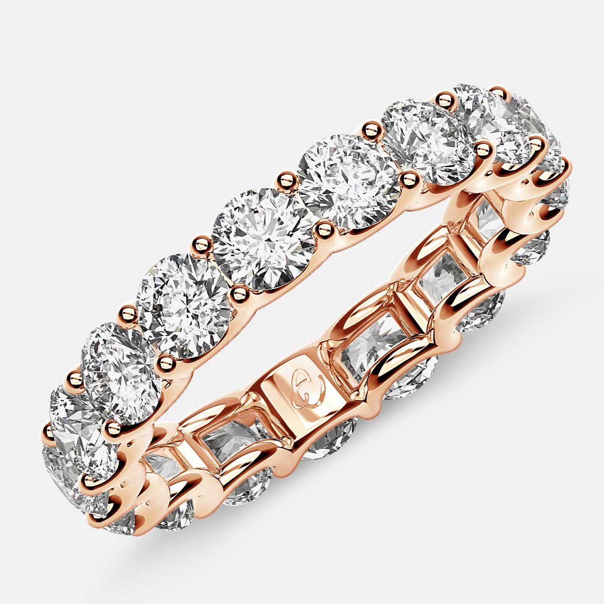 Eternity Ring with Arch Prong Set Round Diamonds in 18k Rose Gold