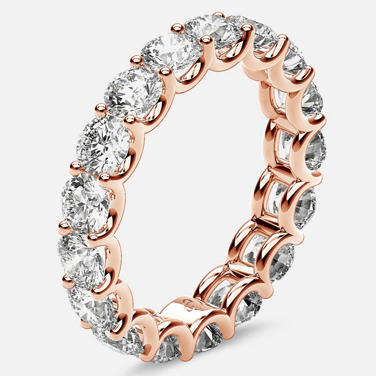 Eternity Ring with Arch Prong Set Round Diamonds in 18k Rose Gold