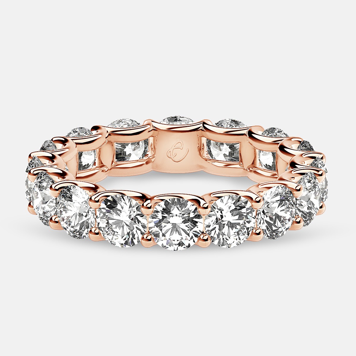 Eternity Ring with Arch Prong Set Round Diamonds in 18k Rose Gold