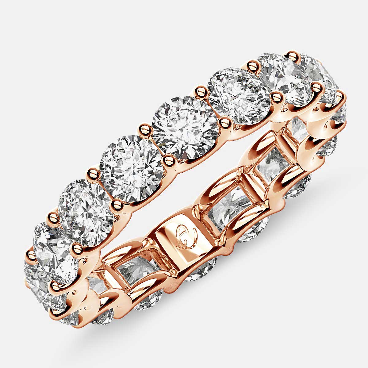 Eternity Ring with Arch Prong Set Round Diamonds in 18k Rose Gold