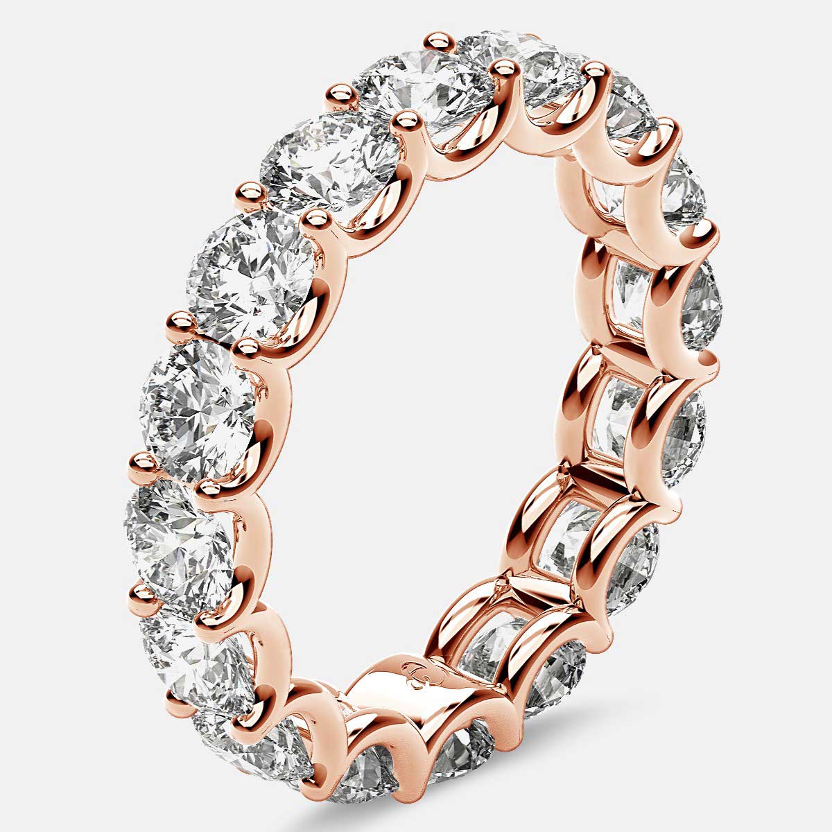 Eternity Ring with Arch Prong Set Round Diamonds in 18k Rose Gold