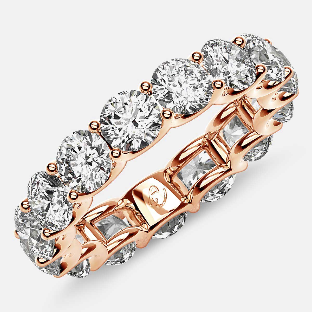 Eternity Ring with Arch Prong Set Round Diamonds in 18k Rose Gold