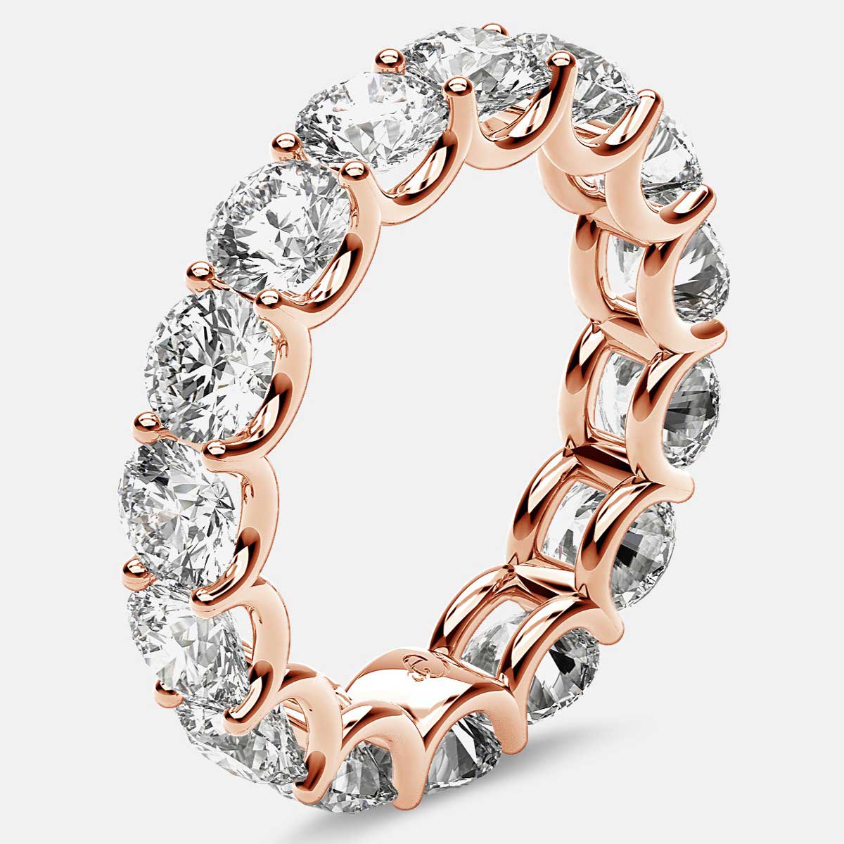 Eternity Ring with Arch Prong Set Round Diamonds in 18k Rose Gold