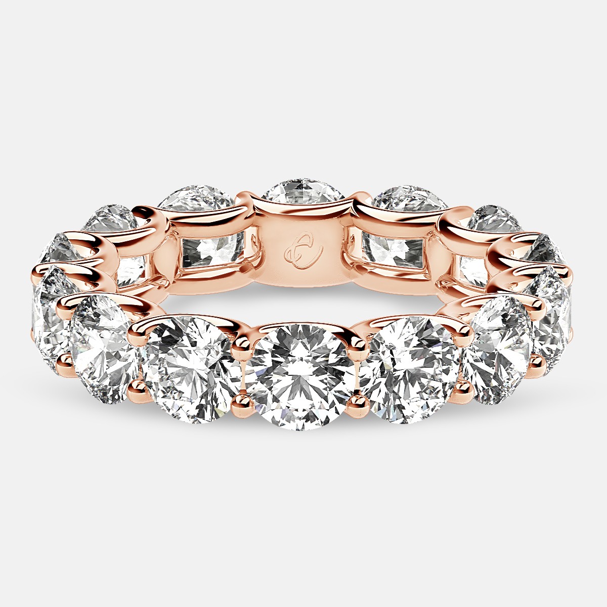 Eternity Ring with Arch Prong Set Round Diamonds in 18k Rose Gold