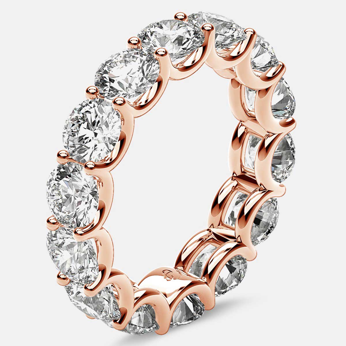 Eternity Ring with Arch Prong Set Round Diamonds in 18k Rose Gold