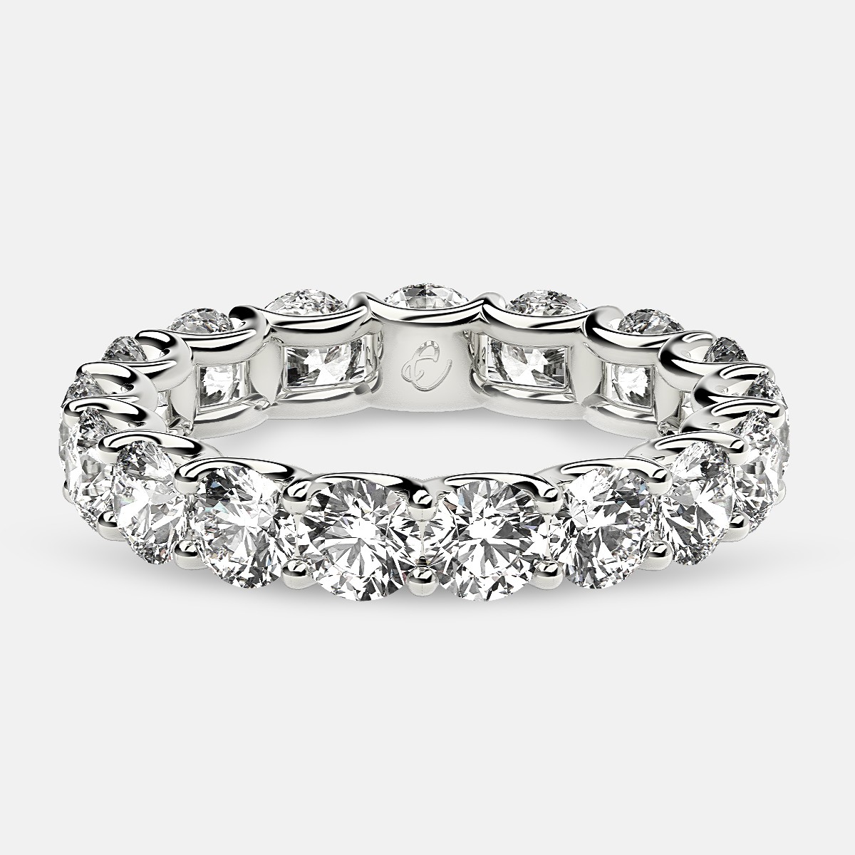 Eternity Ring with Arch Prong Set Round Diamonds in 18k White Gold