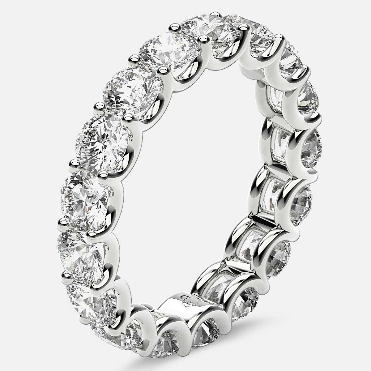 Eternity Ring with Arch Prong Set Round Diamonds in 18k White Gold