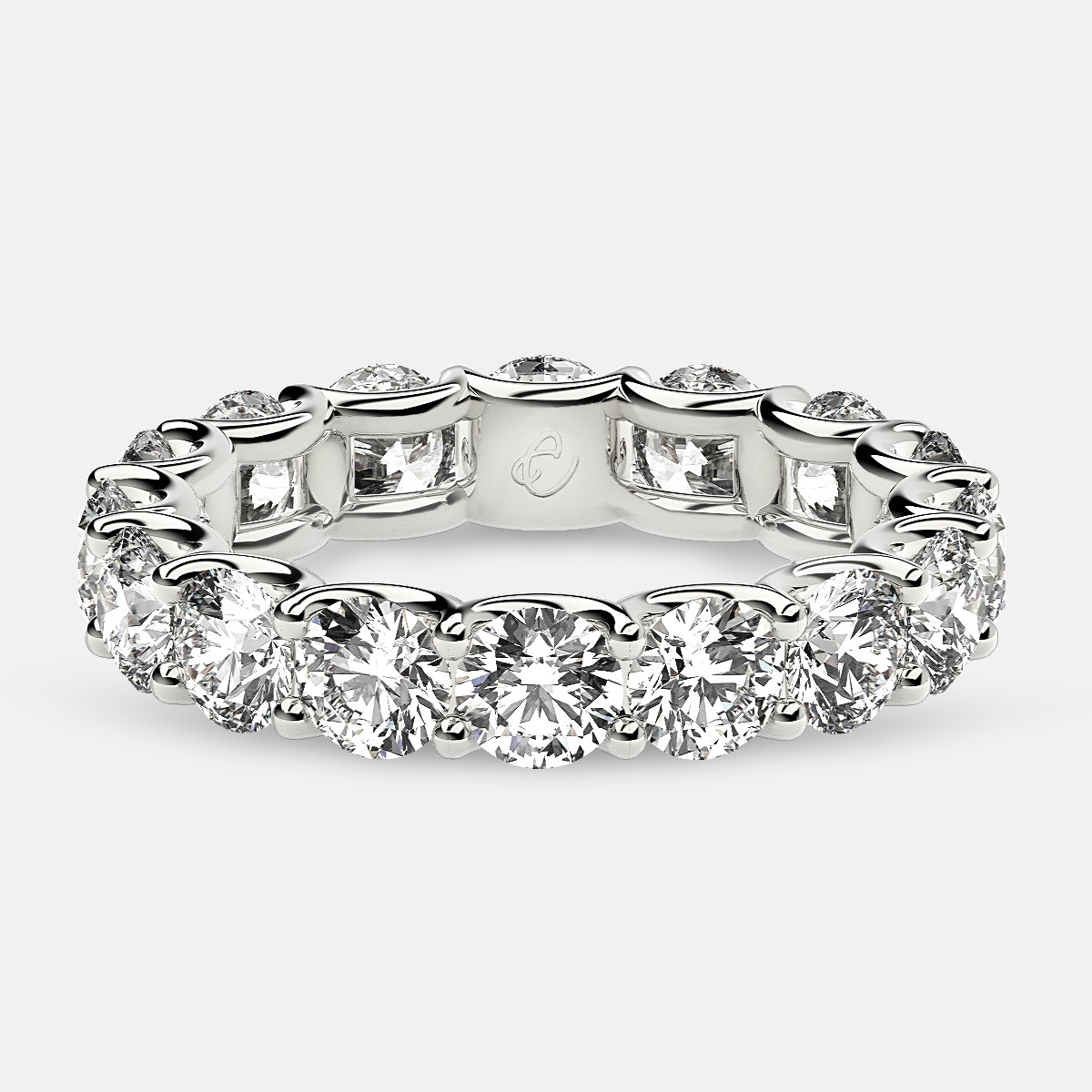 Eternity Ring with Arch Prong Set Round Diamonds in 18k White Gold