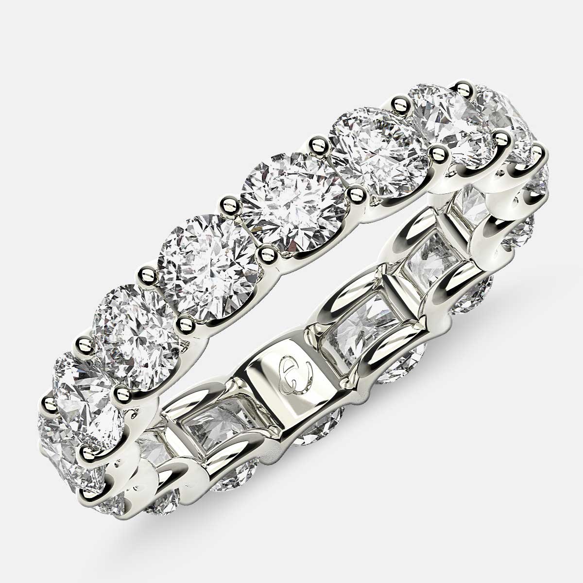 Eternity Ring with Arch Prong Set Round Diamonds in 18k White Gold