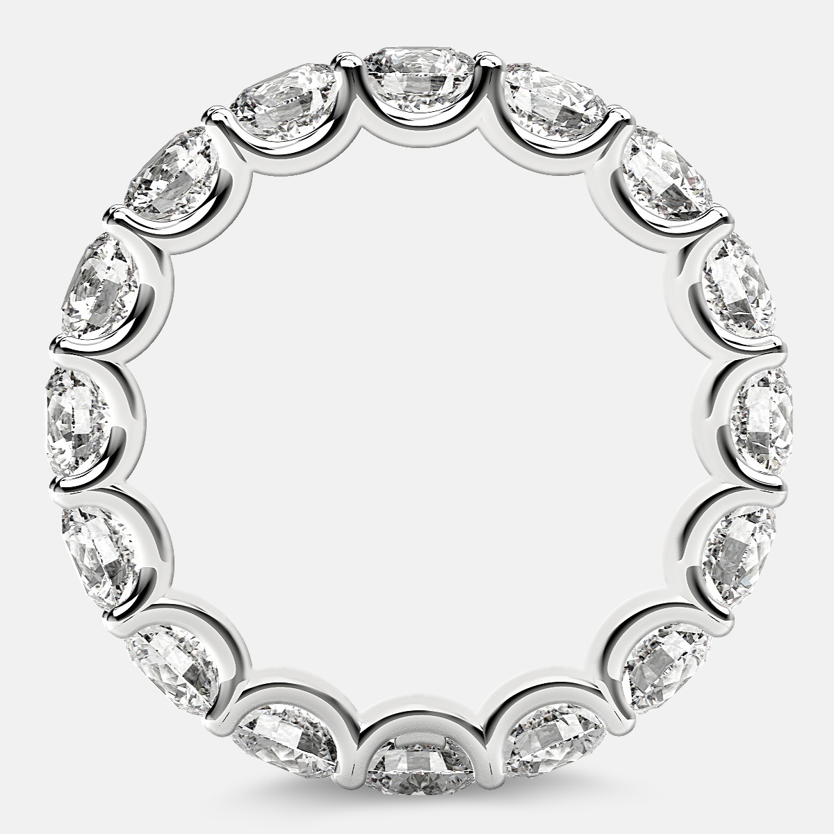 Eternity Ring with Arch Prong Set Round Diamonds in 18k White Gold