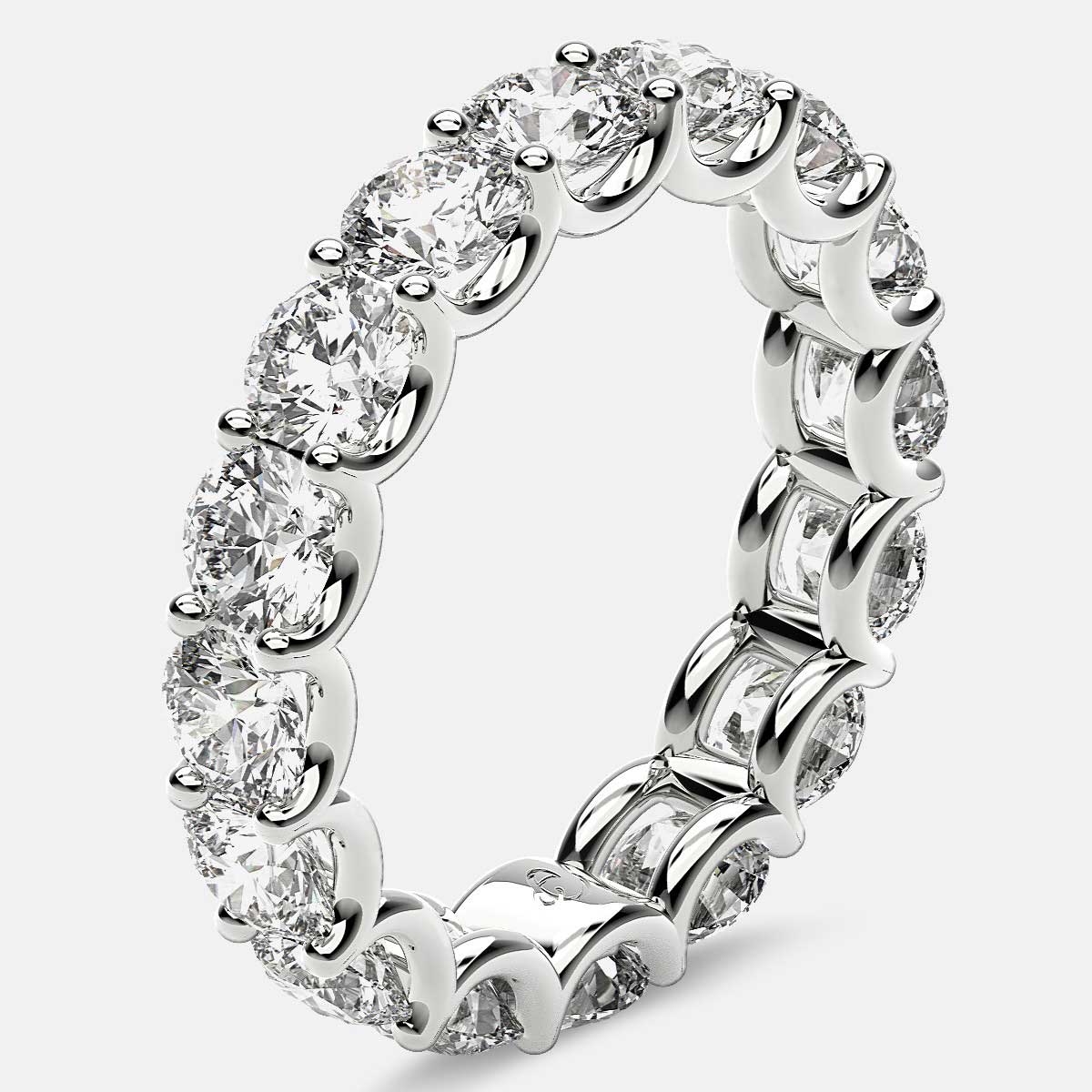 Eternity Ring with Arch Prong Set Round Diamonds in 18k White Gold