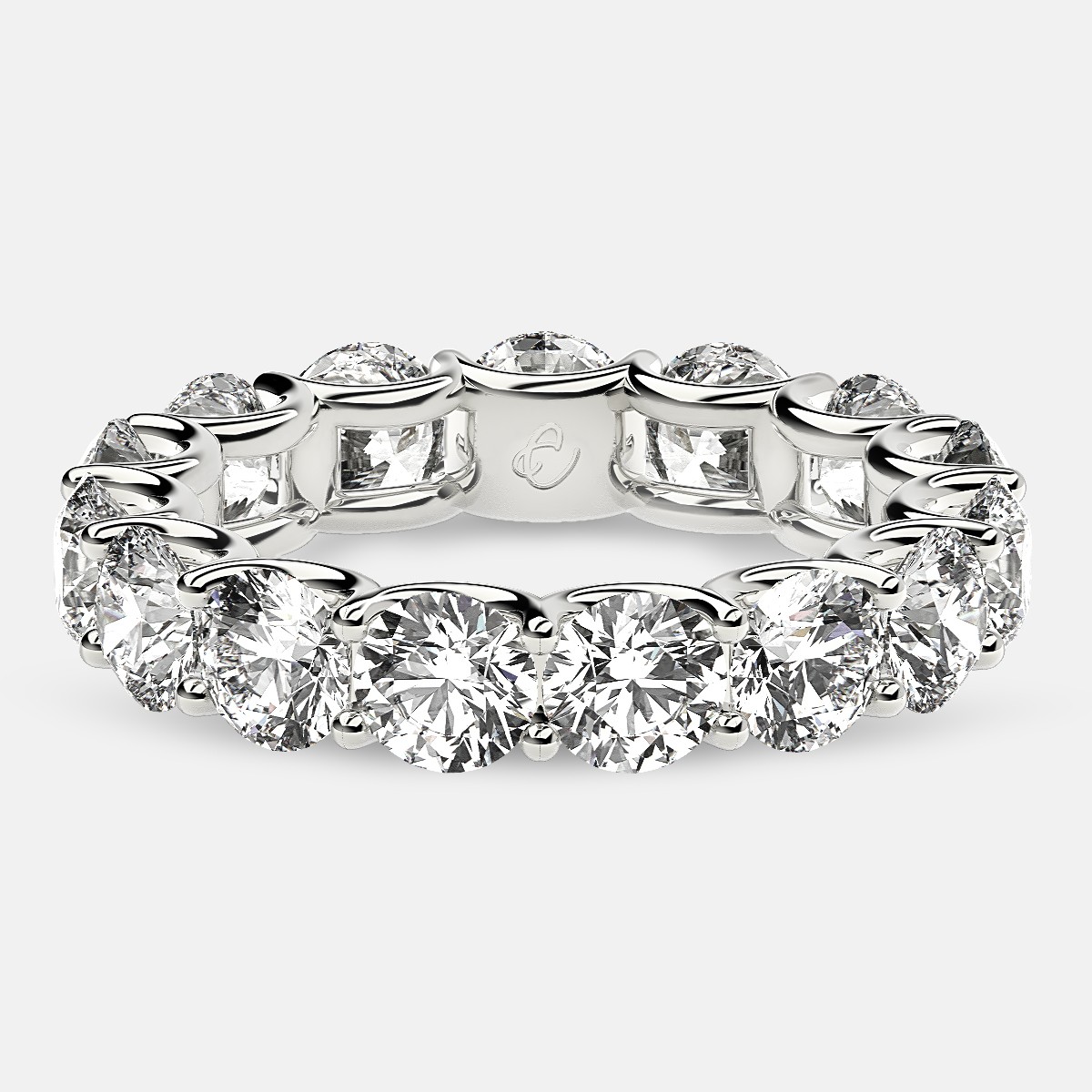 Eternity Ring with Arch Prong Set Round Diamonds in 18k White Gold