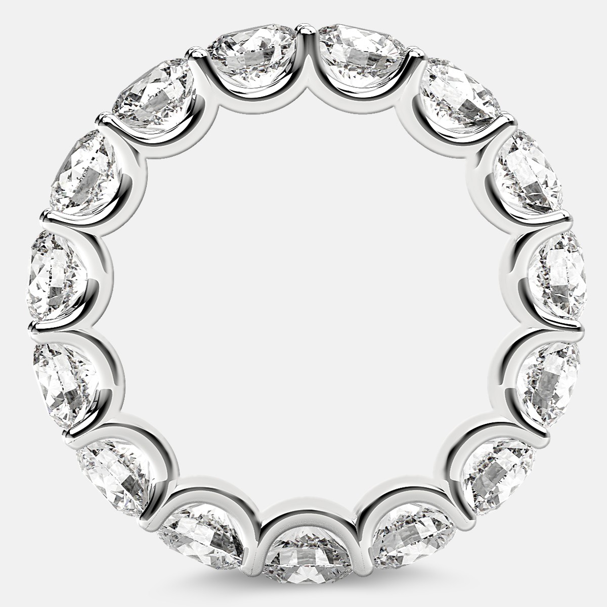 Eternity Ring with Arch Prong Set Round Diamonds in 18k White Gold