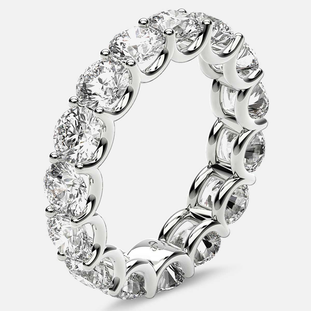 Eternity Ring with Arch Prong Set Round Diamonds in 18k White Gold