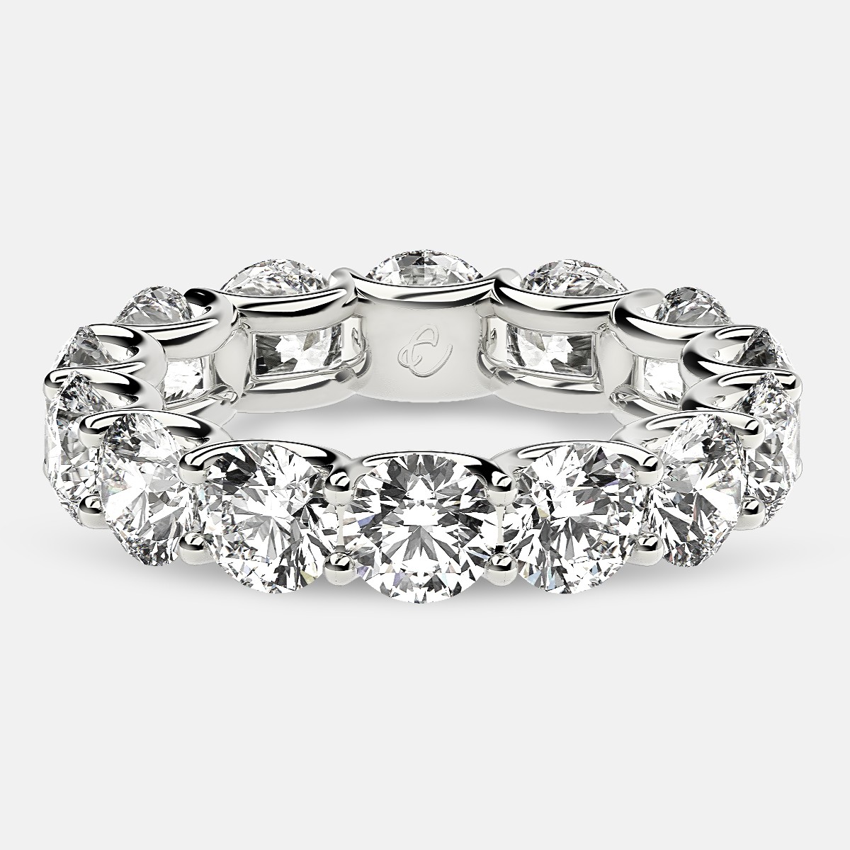 Eternity Ring with Arch Prong Set Round Diamonds in 18k White Gold