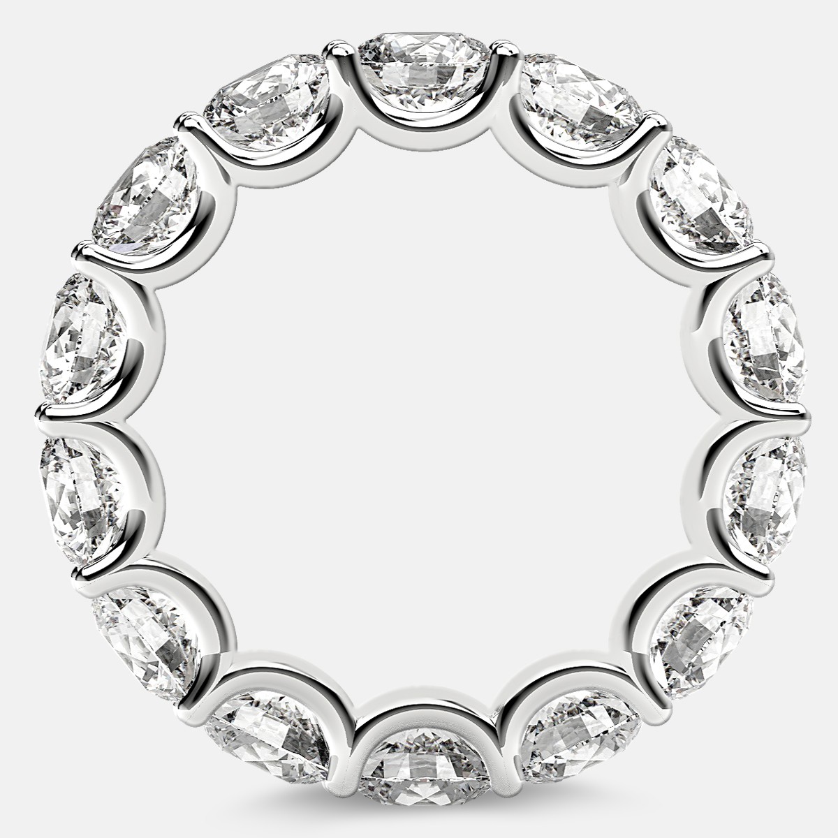 Eternity Ring with Arch Prong Set Round Diamonds in 18k White Gold