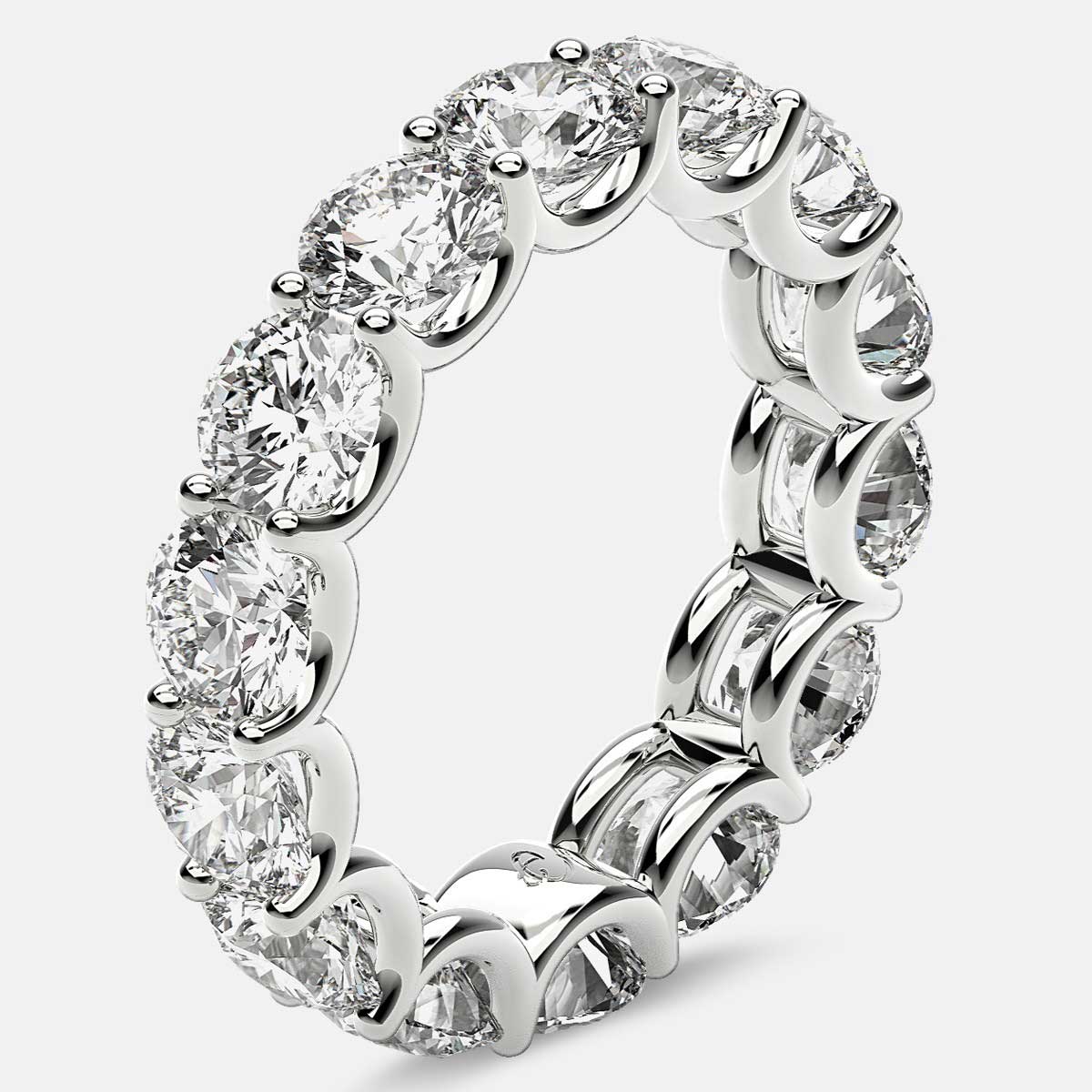 Eternity Ring with Arch Prong Set Round Diamonds in 18k White Gold