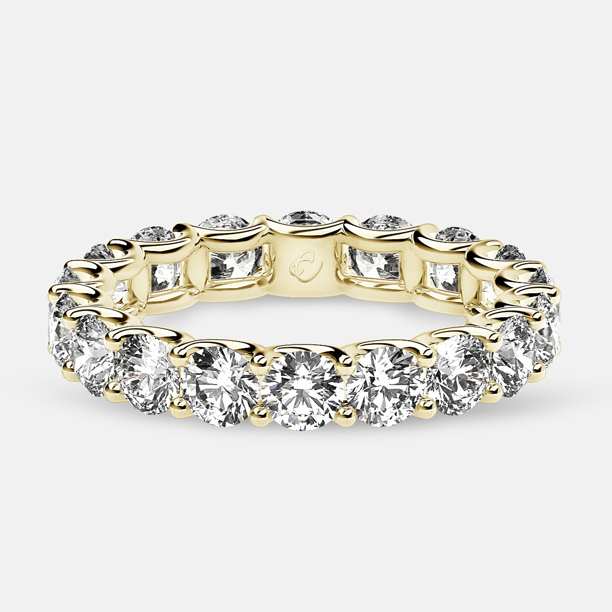 Eternity Ring with Arch Prong Set Round Diamonds in 18k Yellow Gold