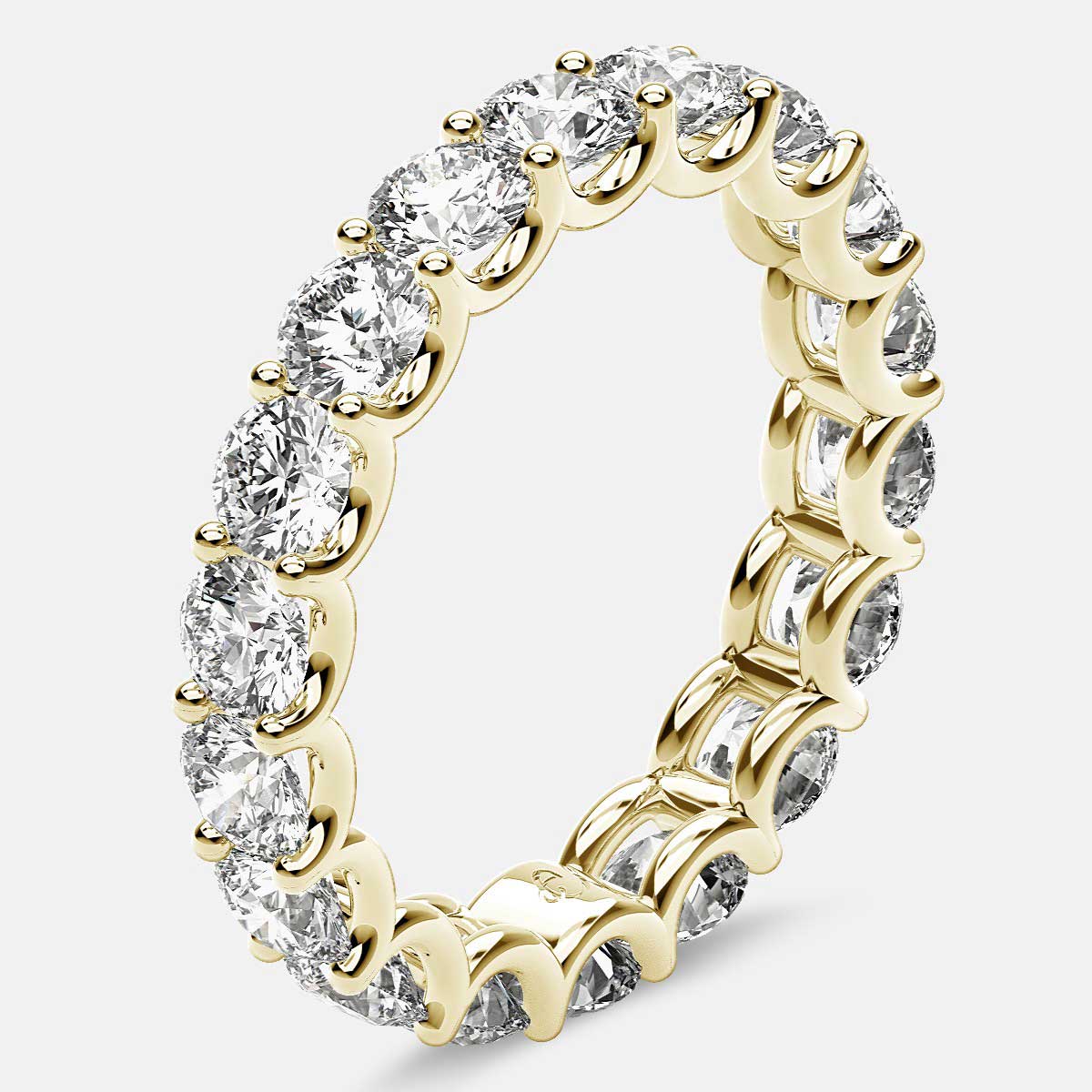 Eternity Ring with Arch Prong Set Round Diamonds in 18k Yellow Gold