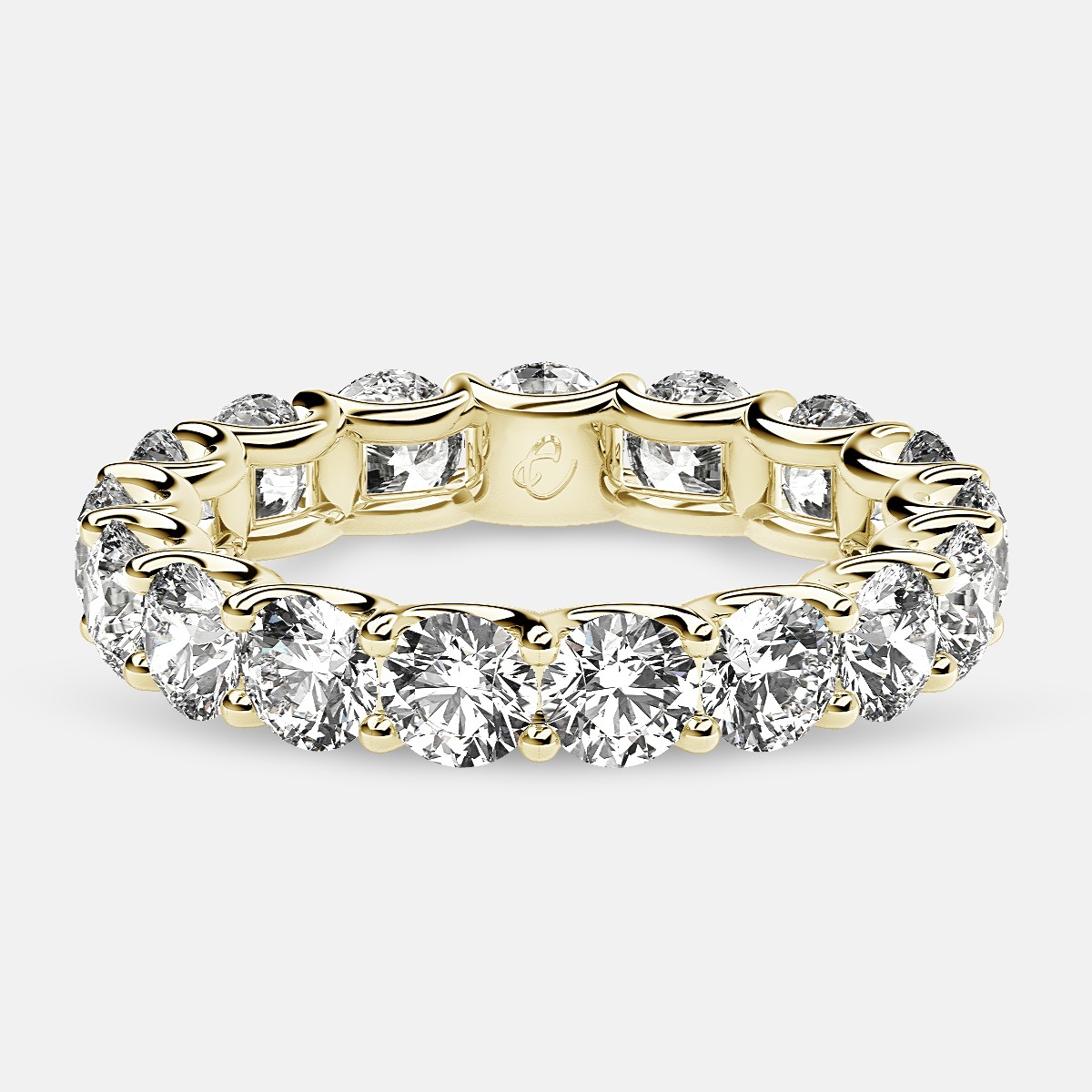 Eternity Ring with Arch Prong Set Round Diamonds in 18k Yellow Gold