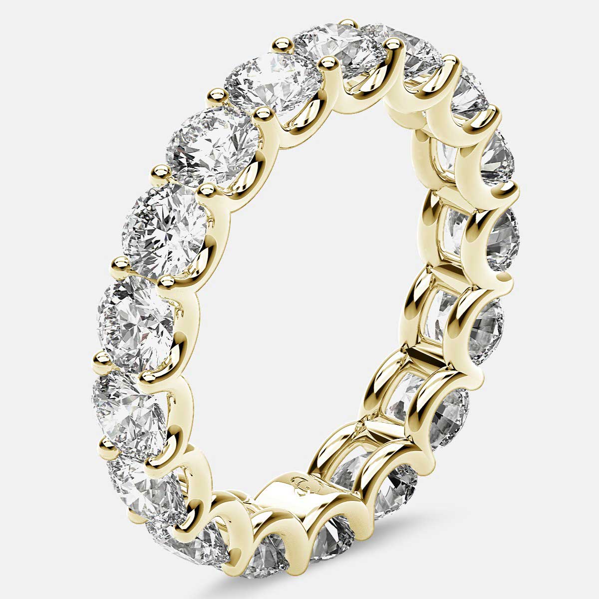 Eternity Ring with Arch Prong Set Round Diamonds in 18k Yellow Gold
