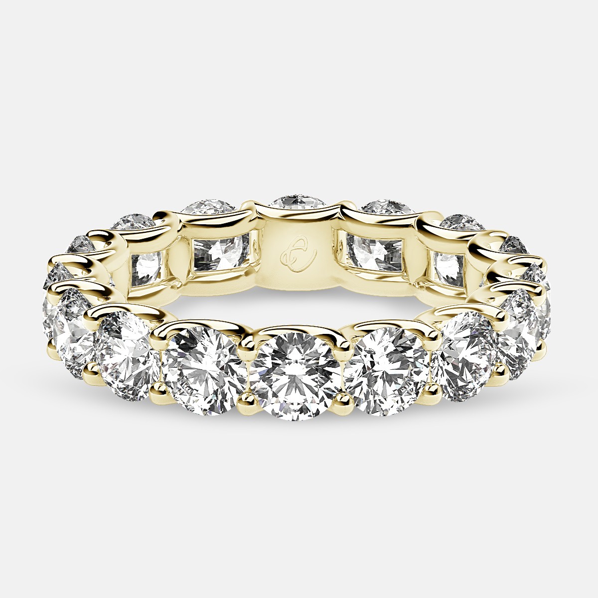 Eternity Ring with Arch Prong Set Round Diamonds in 18k Yellow Gold