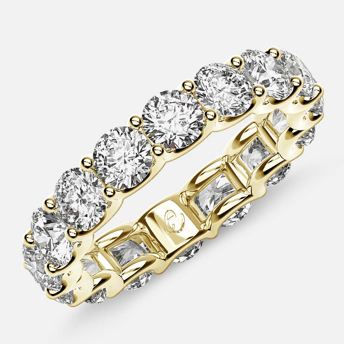 Eternity Ring with Arch Prong Set Round Diamonds in 18k Yellow Gold