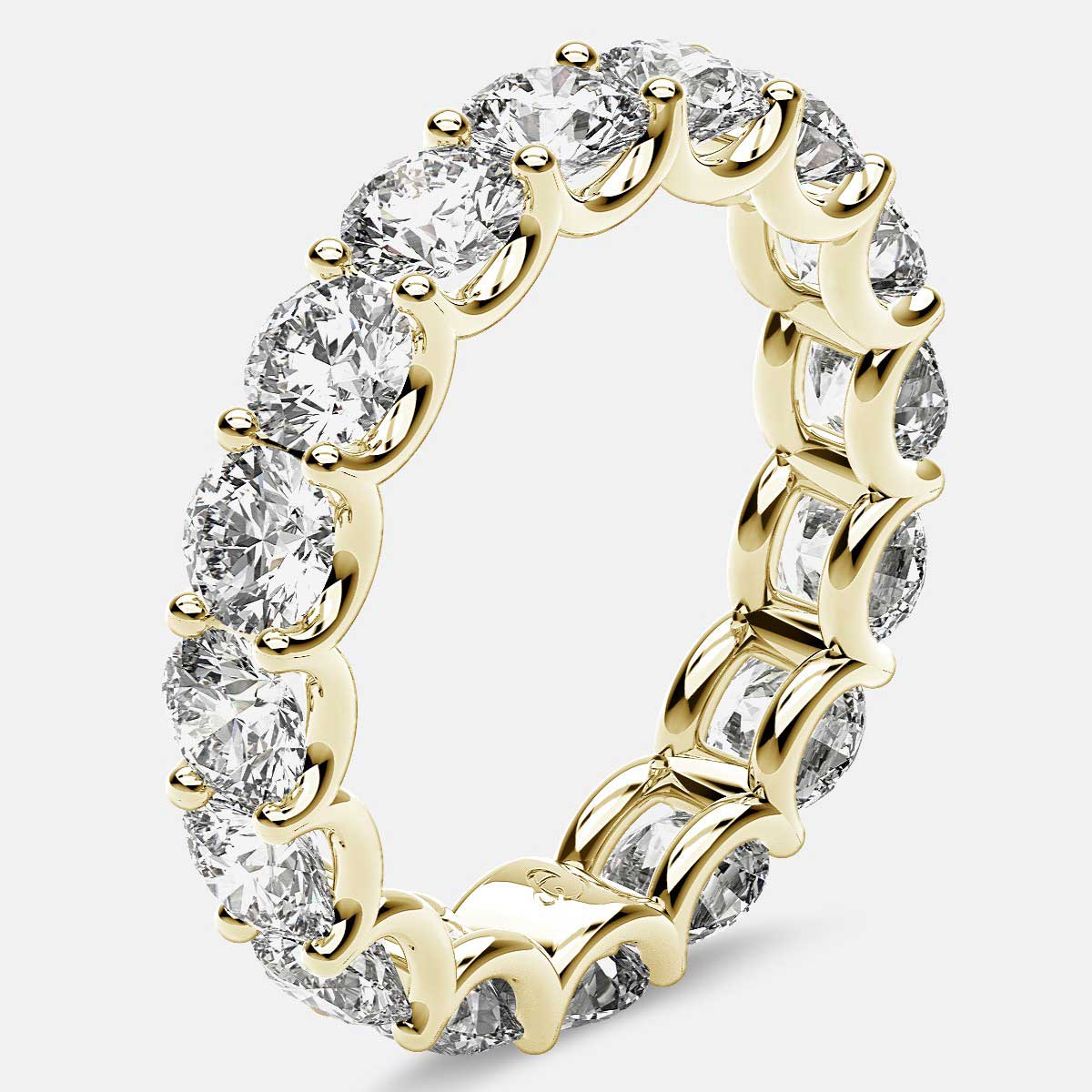 Eternity Ring with Arch Prong Set Round Diamonds in 18k Yellow Gold