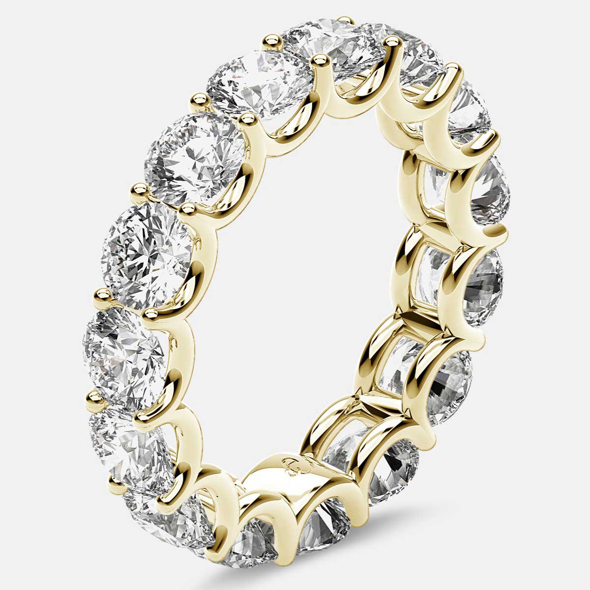 Eternity Ring with Arch Prong Set Round Diamonds in 18k Yellow Gold