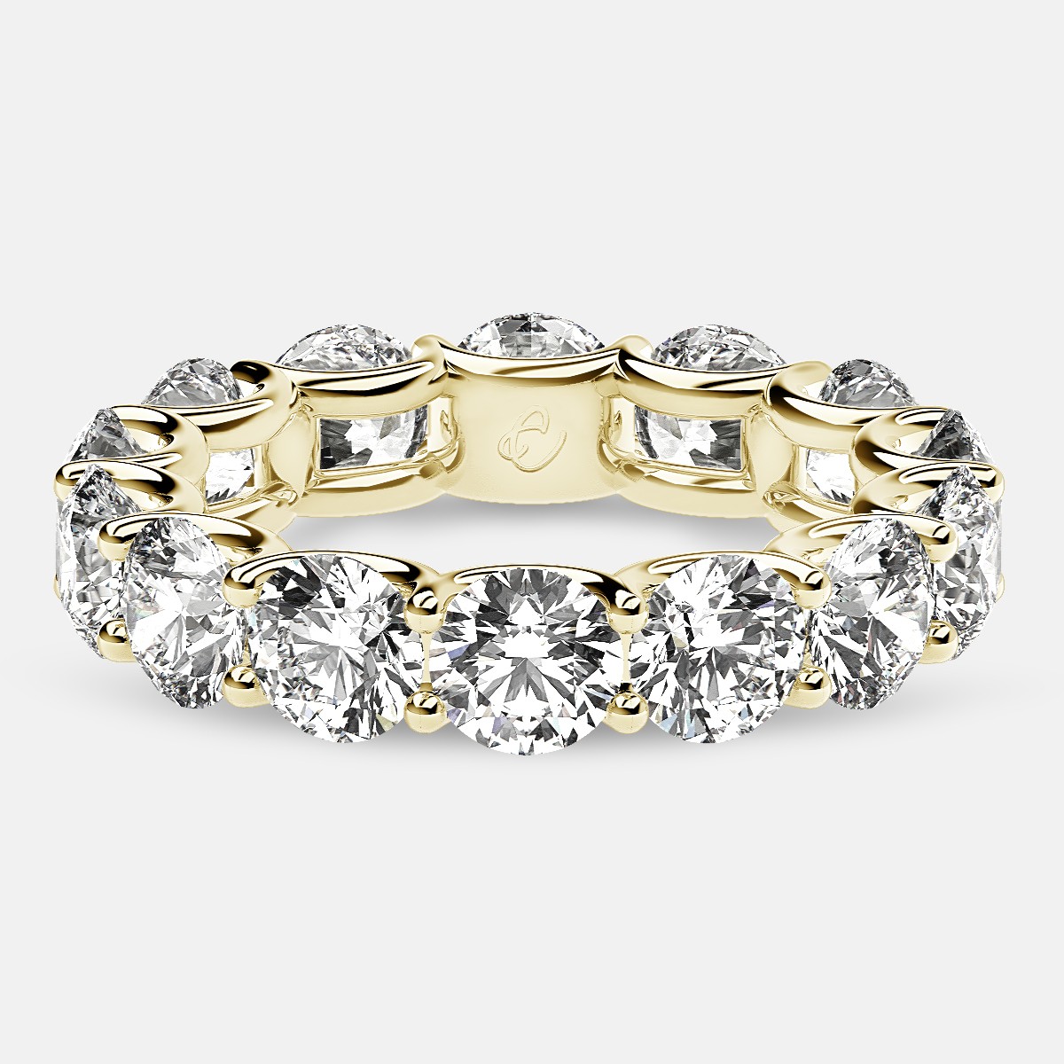 Eternity Ring with Arch Prong Set Round Diamonds in 18k Yellow Gold