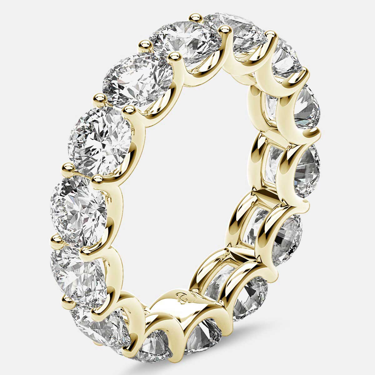 Eternity Ring with Arch Prong Set Round Diamonds in 18k Yellow Gold